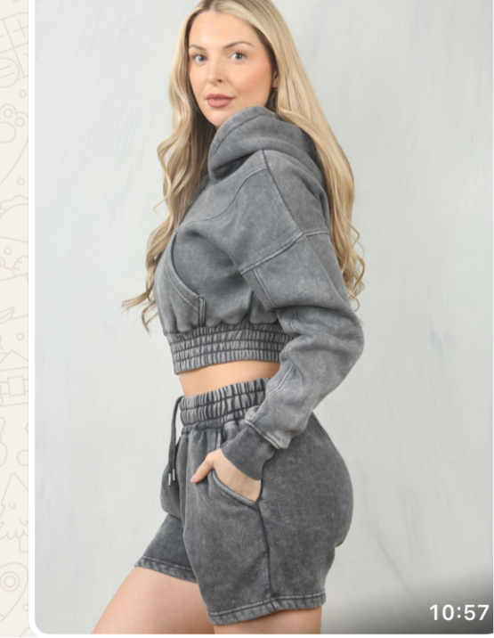 GABBY ACID WASH SHORTS SET